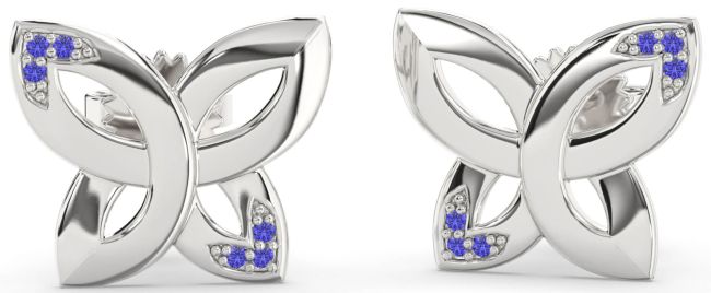 Tanzanite Silver Knot Stud Earrings