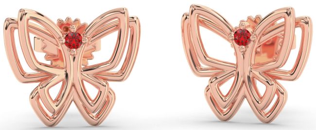 Ruby Rose Gold Butterfly Dangle Earrings