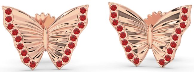 Ruby Rose Gold Silver Butterfly Stud Earrings