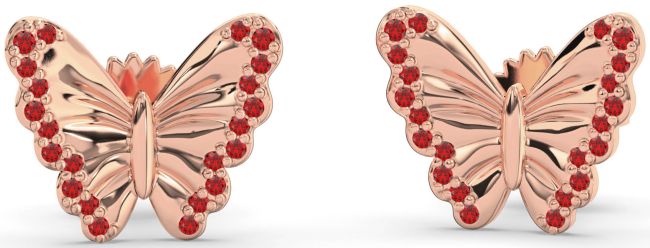 Ruby Rose Gold Butterfly Stud Earrings