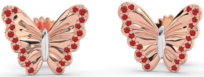 Ruby Rose Gold Silver Butterfly Stud Earrings