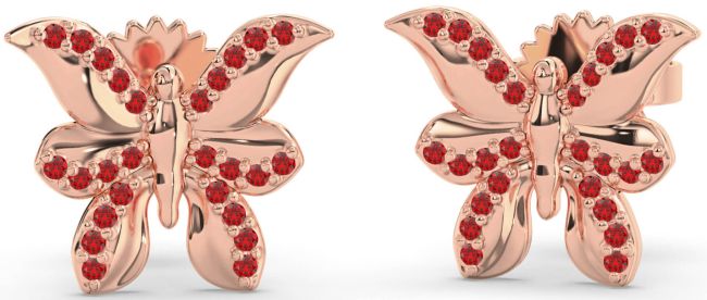 Ruby Rose Gold Butterfly Dangle Earrings