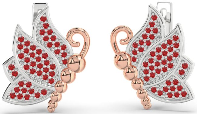 Ruby Silver & 10K Rose Gold Butterfly Dangle Earrings