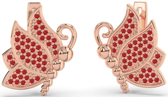 Ruby Rose Gold Butterfly Dangle Earrings