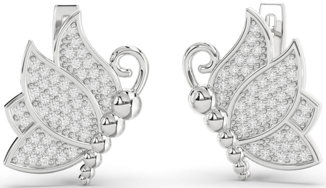 Diamond Platinum Butterfly Dangle Earrings