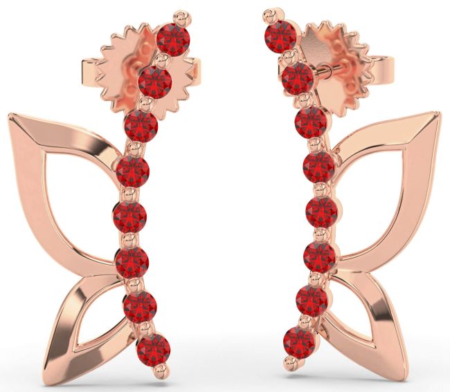 Ruby Rose Gold Butterfly Dangle Earrings