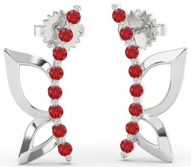 Ruby Platinum Butterfly Dangle Earrings