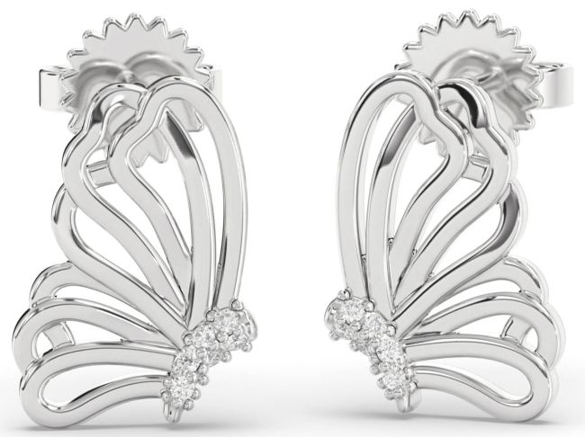 Lab Diamond Platinum Butterfly Dangle Earrings