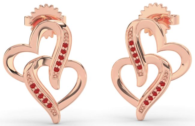 Ruby Rose Gold Heart Dangle Earrings