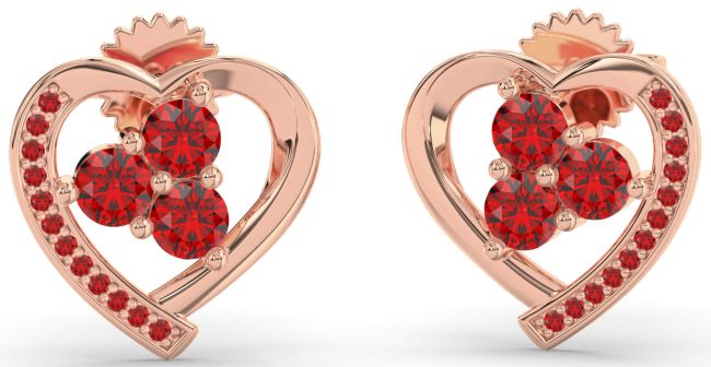 Ruby Rose Gold Heart Dangle Earrings