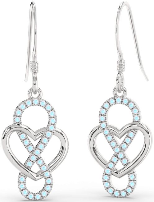 Moonstone Platinum Heart Infinity Dangle Earrings