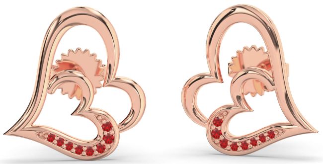 Ruby Rose Gold Heart Stud Earrings