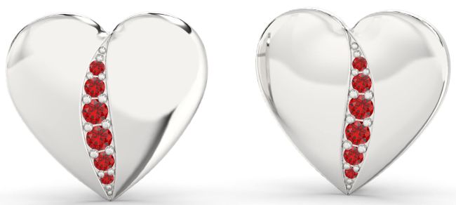 Ruby Platinum Heart Stud Earrings