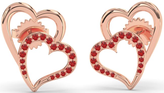 Ruby Rose Gold Heart Dangle Earrings