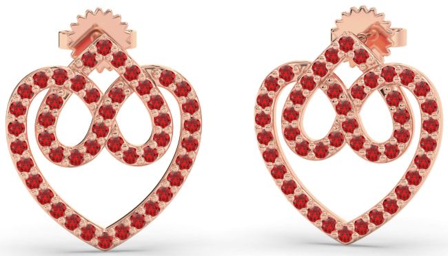 Ruby Rose Gold Heart Dangle Earrings