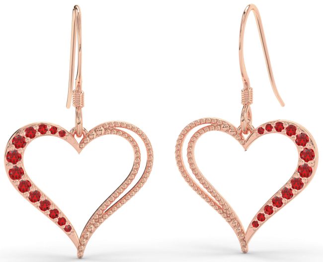 Ruby Rose Gold Heart Dangle Earrings