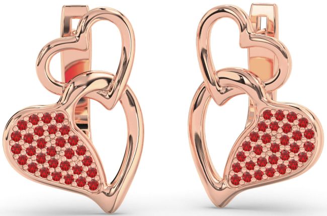 Ruby Rose Gold Silver Heart Interlock Dangle Earrings