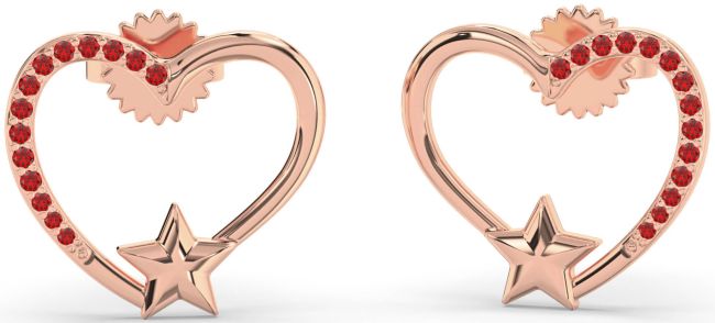 Ruby Rose Gold Heart Star Stud Earrings