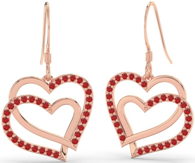Ruby Rose Gold Heart Interlock Dangle Earrings