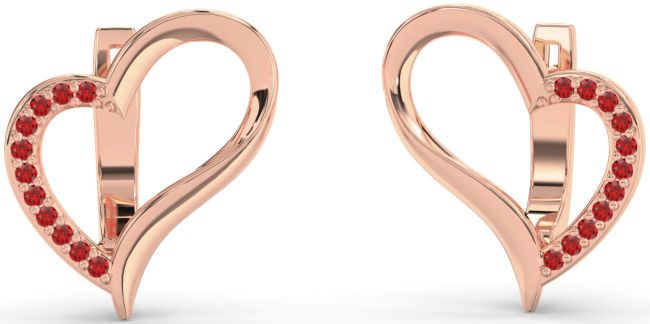 Ruby Rose Gold Heart Stud Earrings
