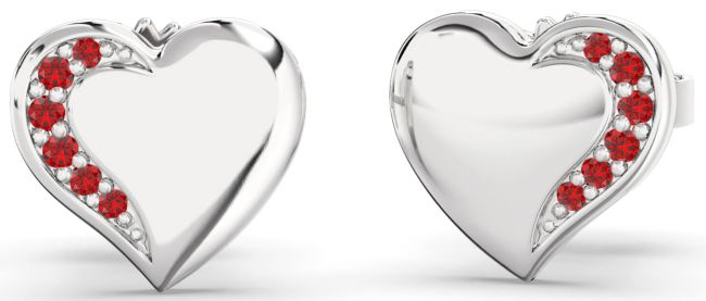 Ruby Platinum Heart Stud Earrings
