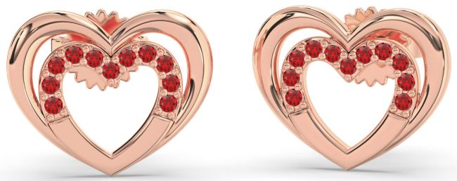 Ruby Rose Gold Heart Stud Earrings