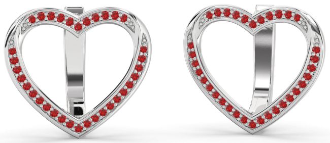 Ruby Platinum Heart Stud Earrings