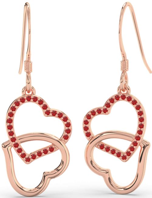 Ruby Rose Gold Heart Interlock Dangle Earrings