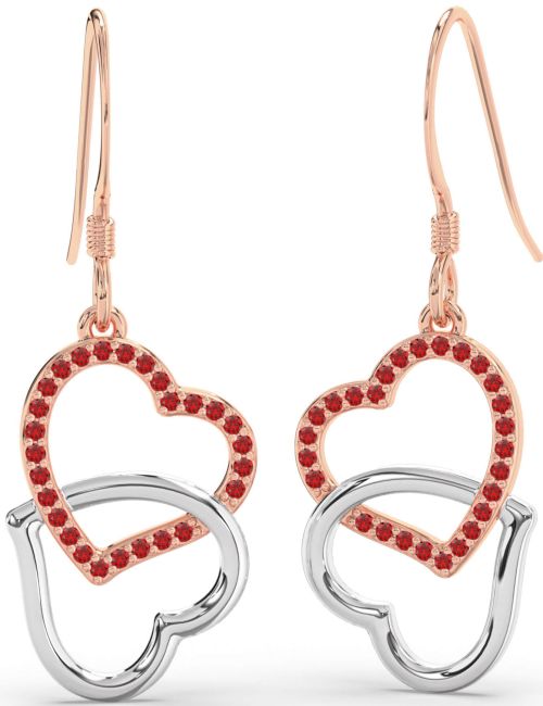 Ruby Rose Gold Silver Heart Interlock Dangle Earrings