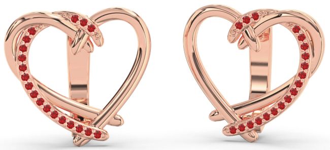 Ruby Rose Gold Heart Stud Earrings