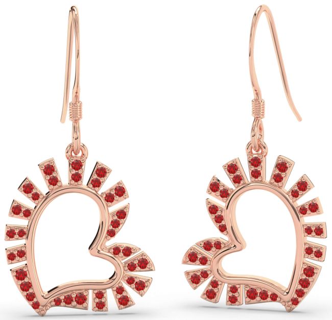 Ruby Rose Gold Heart Dangle Earrings