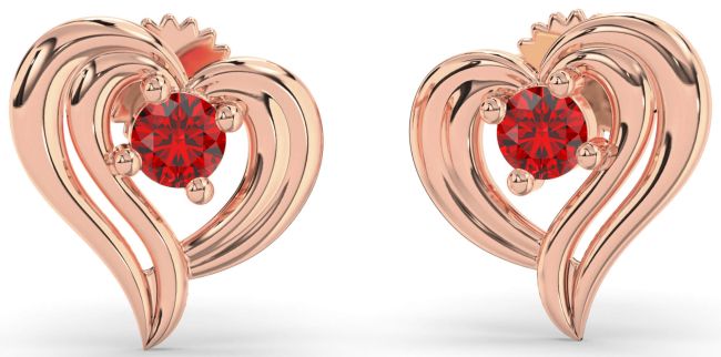 Ruby Rose Gold Heart Stud Earrings