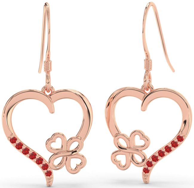Ruby Rose Gold Heart Dangle Earrings