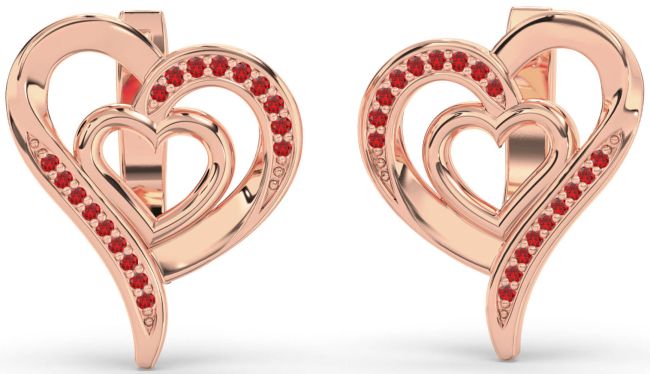 Ruby Rose Gold Heart Stud Earrings
