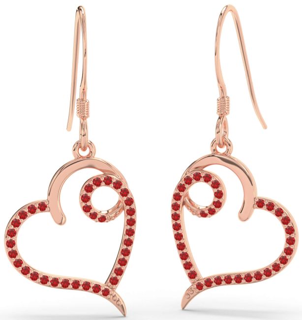 Ruby Rose Gold Heart Dangle Earrings