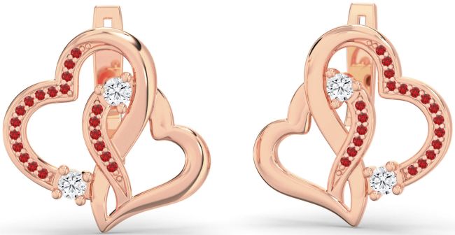 Ruby Rose Gold Heart Interlock Stud Earrings