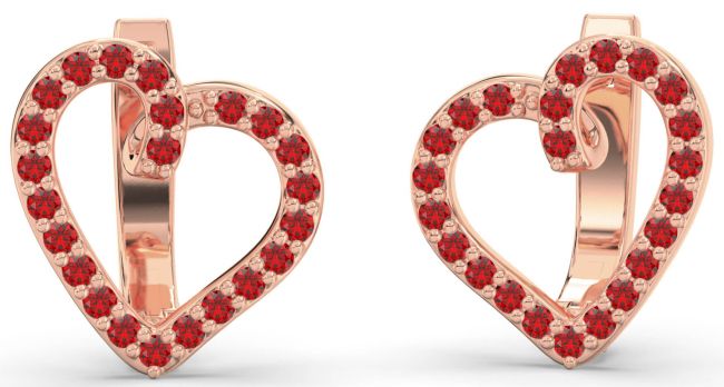 Ruby Rose Gold Heart Stud Earrings