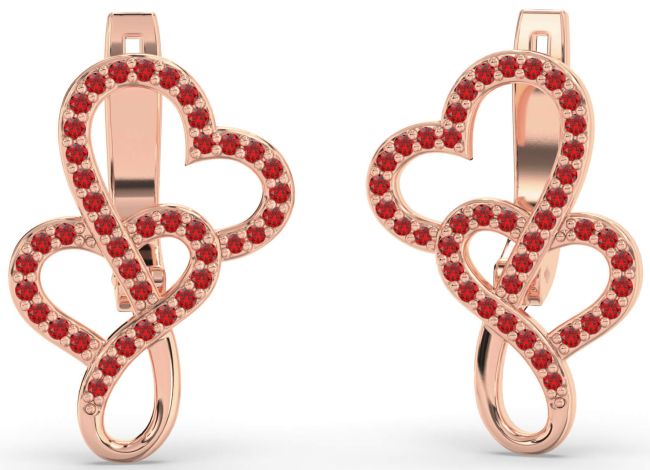 Ruby Rose Gold Heart Dangle Earrings