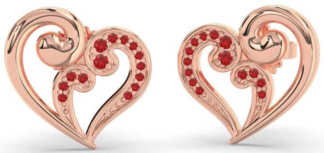 Ruby Rose Gold Heart Stud Earrings
