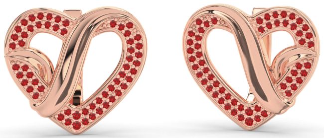 Ruby Rose Gold Heart Stud Earrings