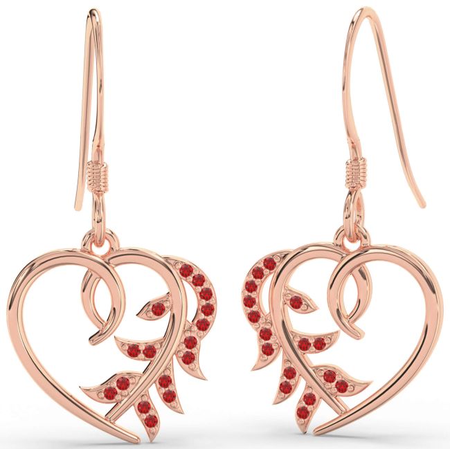 Ruby Rose Gold Heart Dangle Earrings