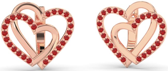 Ruby Rose Gold Heart Interlock Stud Earrings