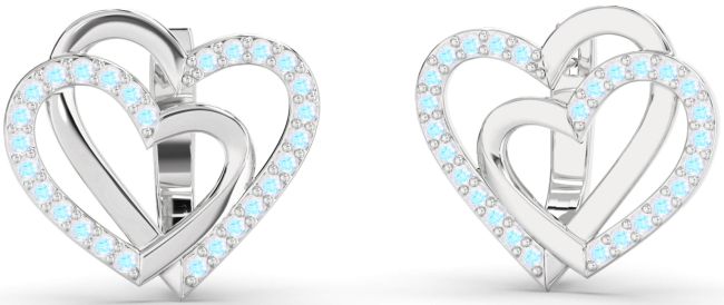 Moonstone Silver Heart Interlock Stud Earrings