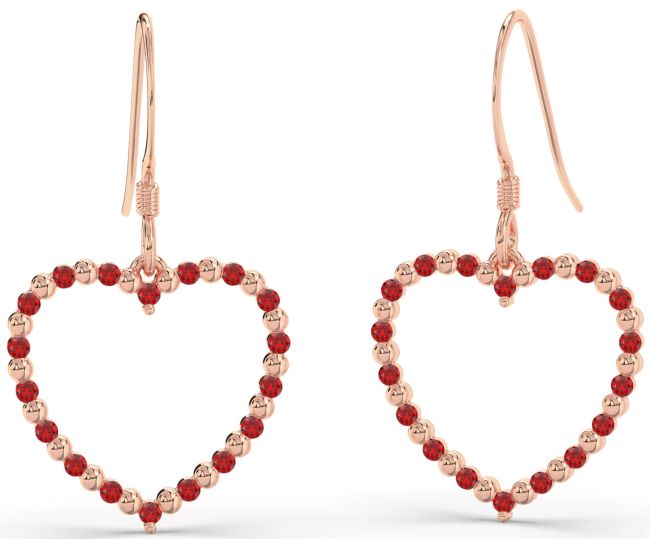 Ruby Rose Gold Heart Dangle Earrings
