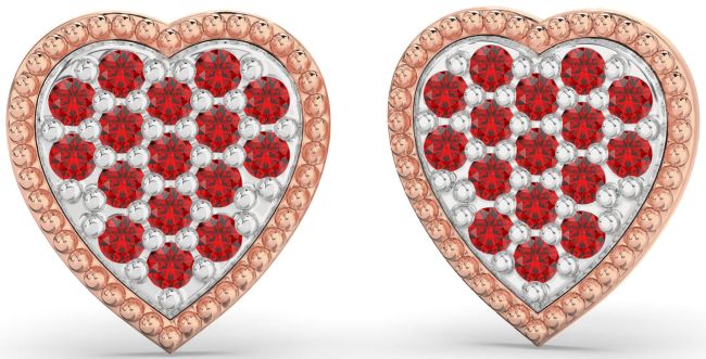 Ruby Silver & 10K Rose Gold Heart Stud Earrings