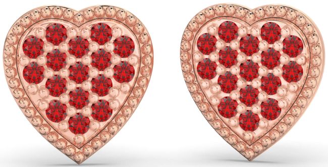 Ruby Rose Gold Heart Stud Earrings