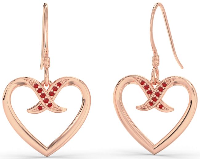 Ruby Rose Gold Heart Dangle Earrings