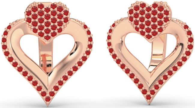 Ruby Rose Gold Silver Heart Stud Earrings