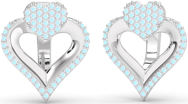 Moonstone Silver Heart Stud Earrings