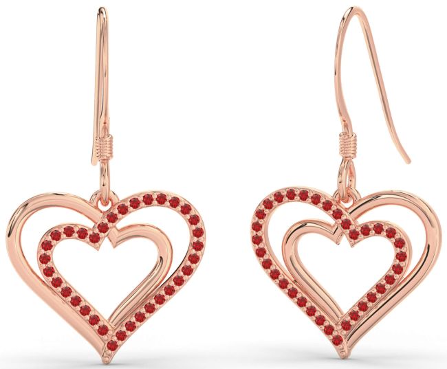 Ruby Rose Gold Heart Dangle Earrings